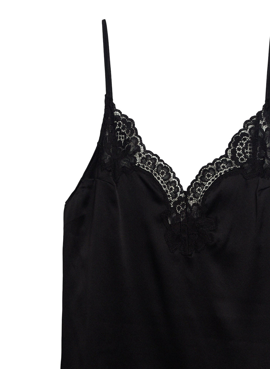 Black - James Lace Trim Cami | Fleur du Mal - DEMO