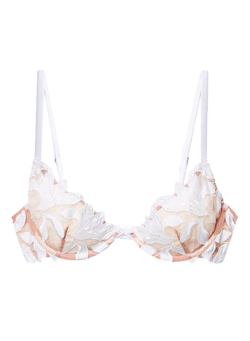 Ivory - Lily Embroidery Plunge Demi Bra | Fleur du Mal - DEMO
