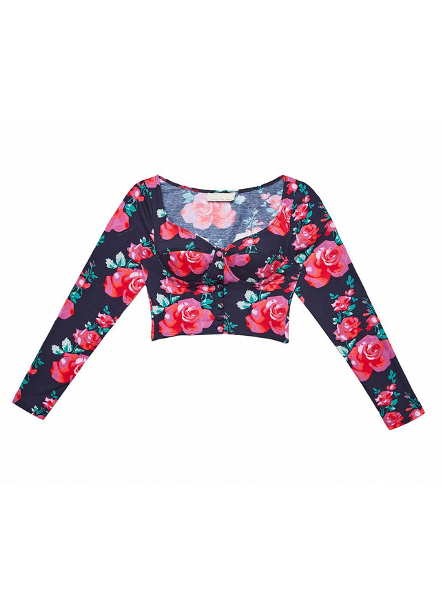 Vintage rose - Long Sleeve Jersey Bra Top | Fleur du Mal - DEMO