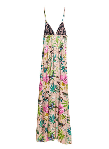 Papillon-nude - Cutout Layered Lace Maxi Dress | Fleur du Mal - DEMO