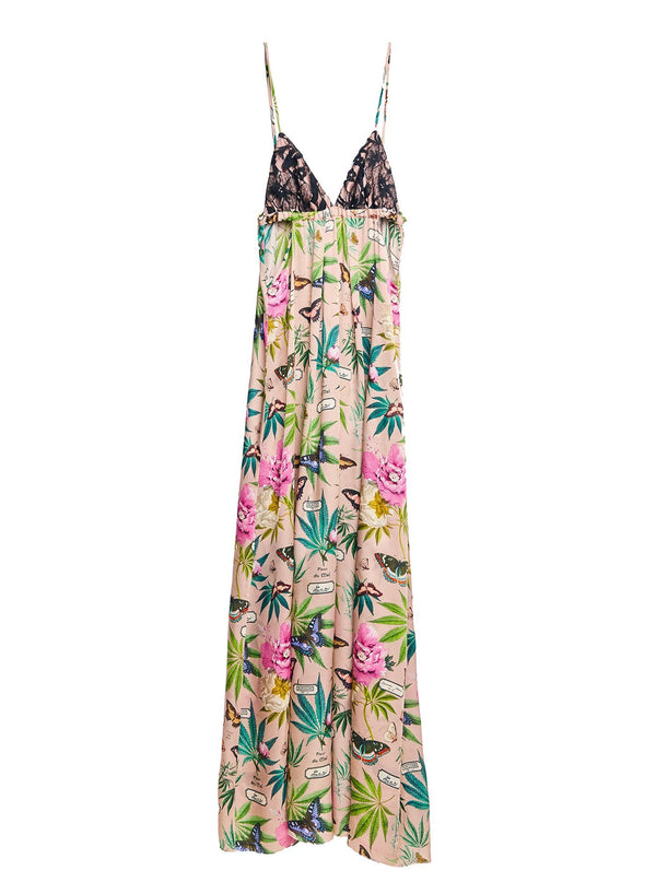Papillon-nude - Cutout Layered Lace Maxi Dress | Fleur du Mal - DEMO