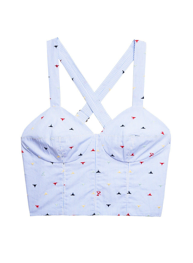 Thorn embroidery - Poplin Crisscross Bustier Top | Fleur du Mal - DEMO