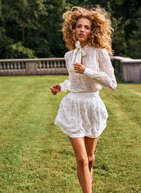 Embroidered Silk Mini Skirt