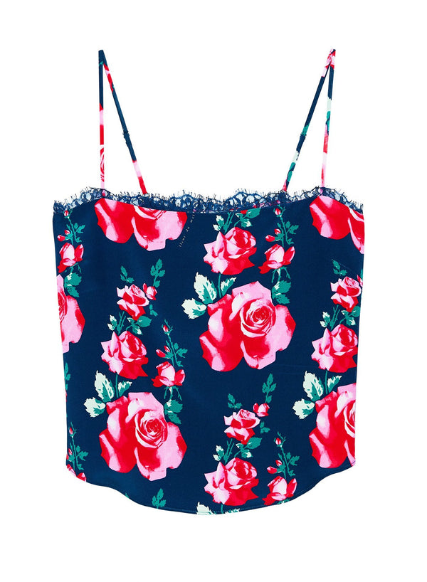Vintage rose - Straight Neck Cami with Lace Trim | Fleur du Mal - DEMO