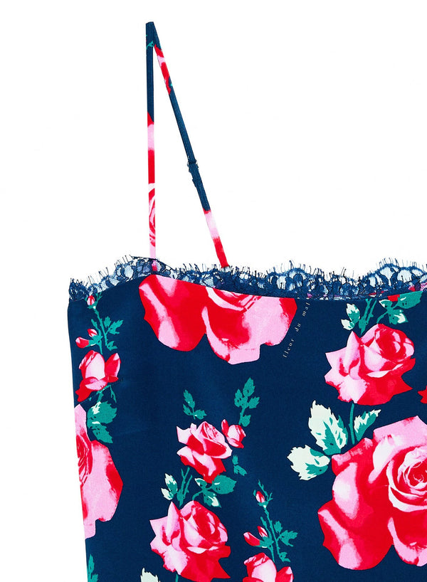 Vintage rose - Straight Neck Cami with Lace Trim | Fleur du Mal - DEMO