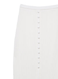 Ribbed Snap Skirt With Slit