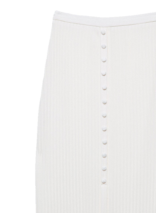 Ivory - Ribbed Snap Skirt With Slit | Fleur du Mal - DEMO