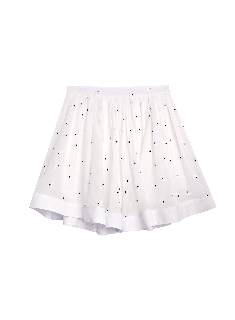 Ivory - Embroidered Silk Mini Skirt | Fleur du Mal - DEMO