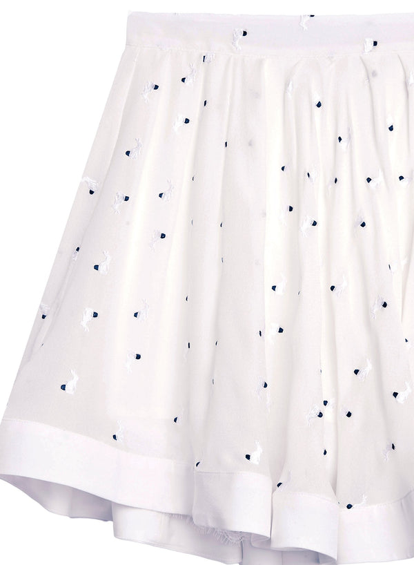 Ivory - Embroidered Silk Mini Skirt | Fleur du Mal - DEMO
