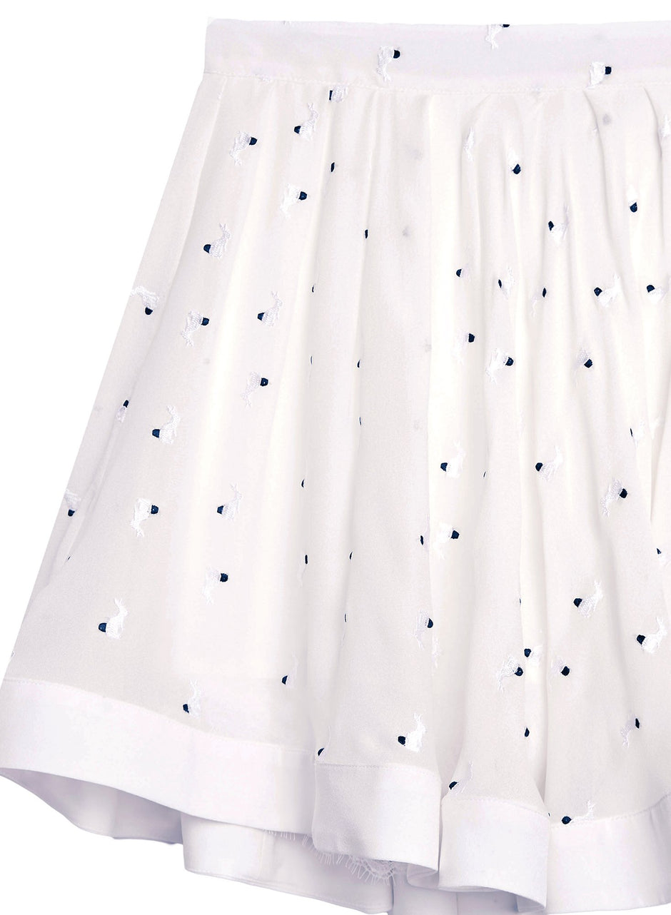 Ivory - Embroidered Silk Mini Skirt | Fleur du Mal - DEMO