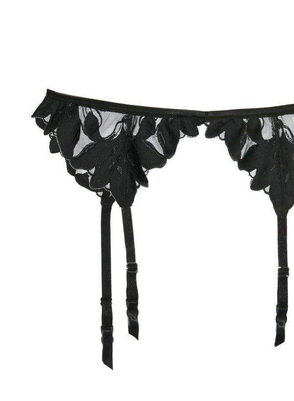 Black - Lily Embroidery Garter Belt | Fleur du Mal - DEMO