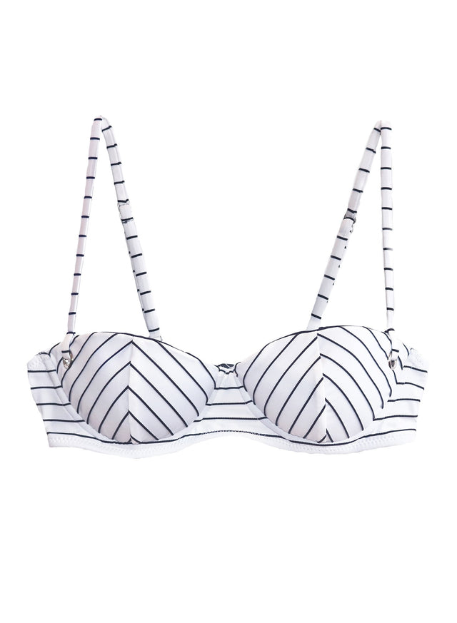 White black stripe - Mitered Stripe Balconette Bikini Top | Fleur du Mal - DEMO