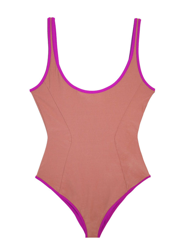Dragon fruit - Reversible Scoop Neck Swimsuit | Fleur du Mal - DEMO