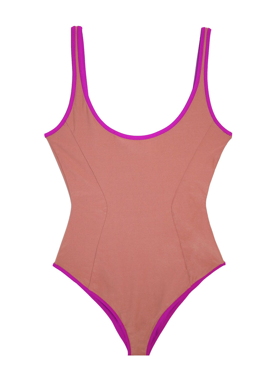 Dragon fruit - Reversible Scoop Neck Swimsuit | Fleur du Mal - DEMO