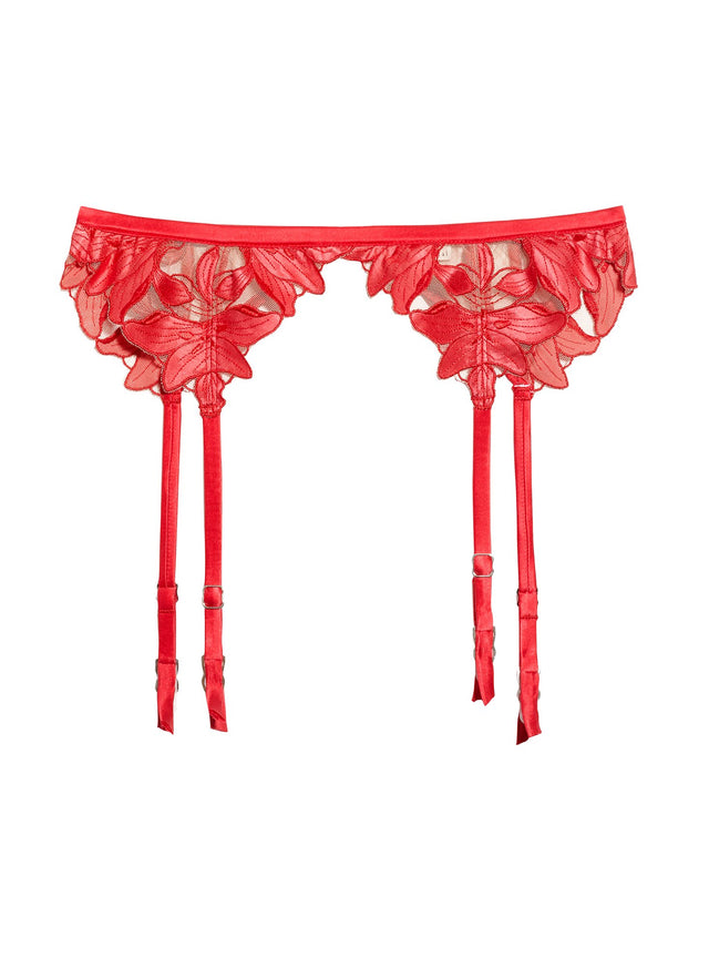 Red poppy - Lily Embroidery Garter Belt | Fleur du Mal - DEMO