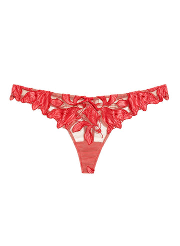 Red poppy - Lily Embroidery Hipster Thong | Fleur du Mal - DEMO