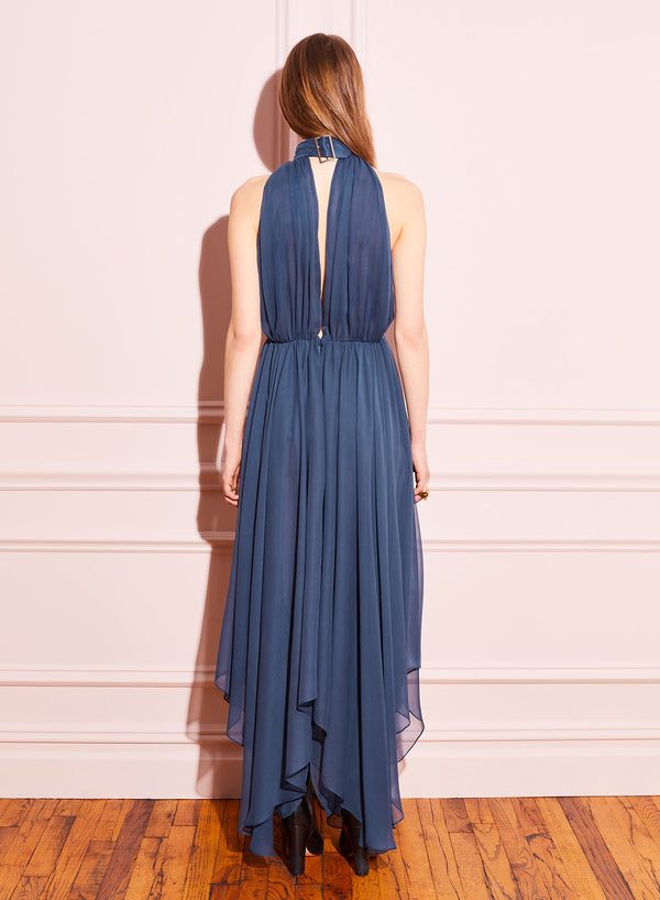 Caspian blue - Keyhole Gathered Dress | Fleur du Mal - DEMO