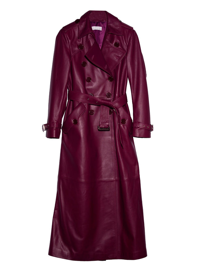 Bordeaux - Leather Trench Coat | Fleur du Mal - DEMO