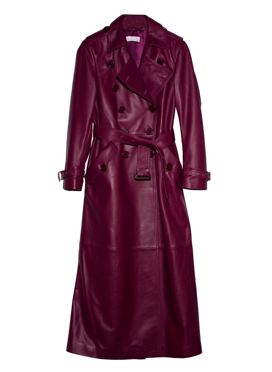 Bordeaux - Leather Trench Coat | Fleur du Mal - DEMO
