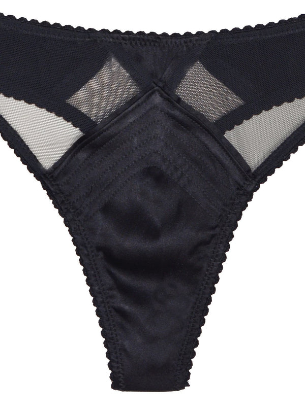 Black - Top Stitch Thong | Fleur du Mal - DEMO