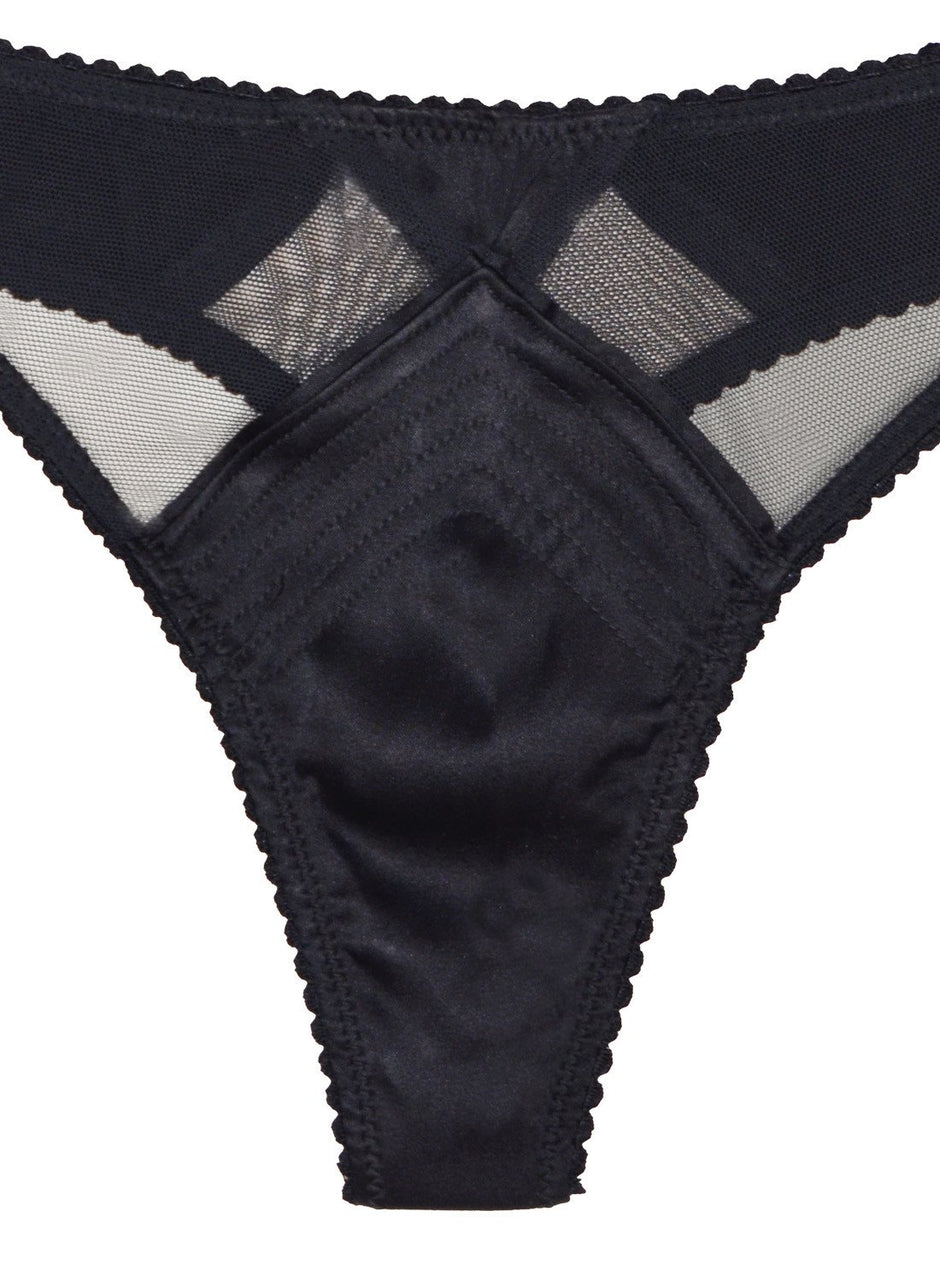 Black - Top Stitch Thong | Fleur du Mal - DEMO