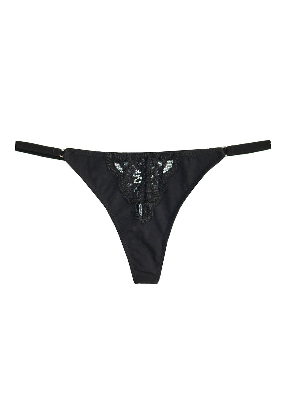 Black - Charlotte Lace No Show V-String | Fleur du Mal - DEMO