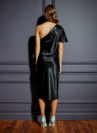 One Shoulder Bias Slip Dress