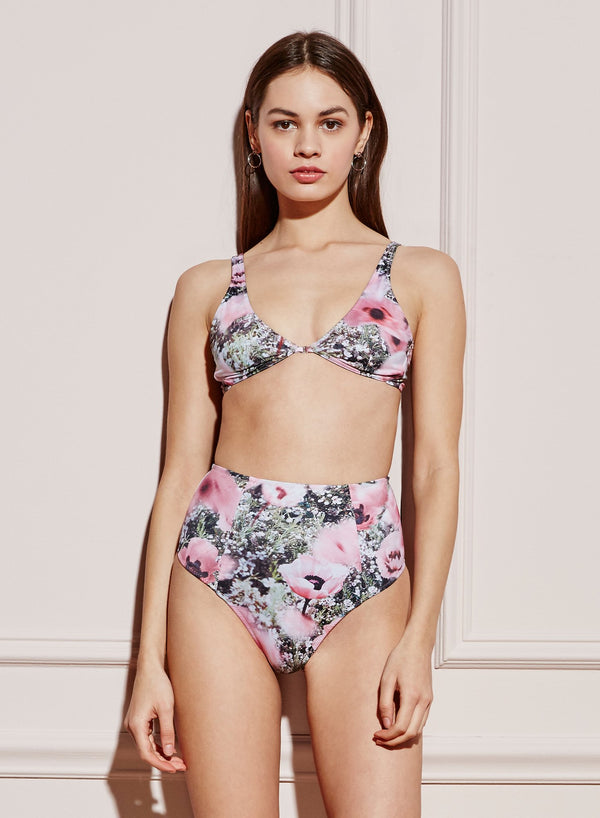 Poppy print - Front Closure Plunge Bikini Top | Fleur du Mal - DEMO