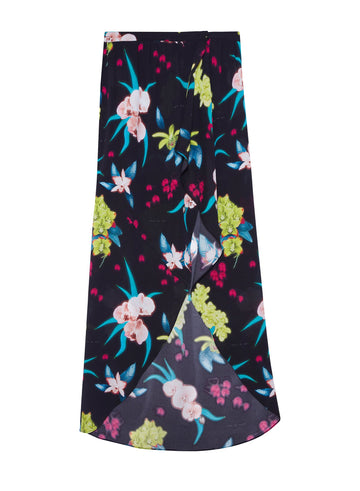 Black orchid floral - Wrap Skirt | Fleur du Mal - DEMO
