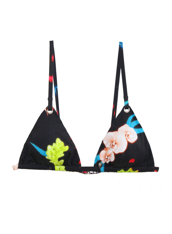 Black orchid floral - Triangle Bikini Top | Fleur du Mal - DEMO