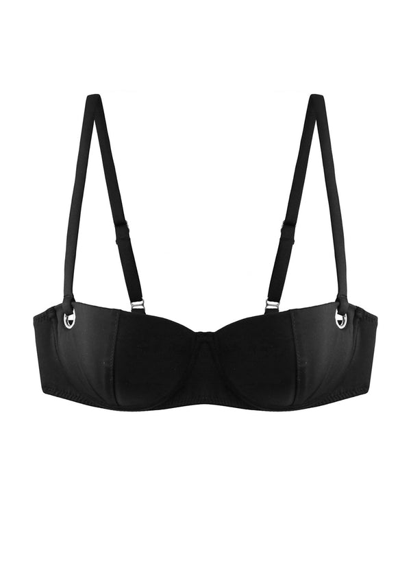 Black - Grommet Balconette Bikini Top | Fleur du Mal - DEMO