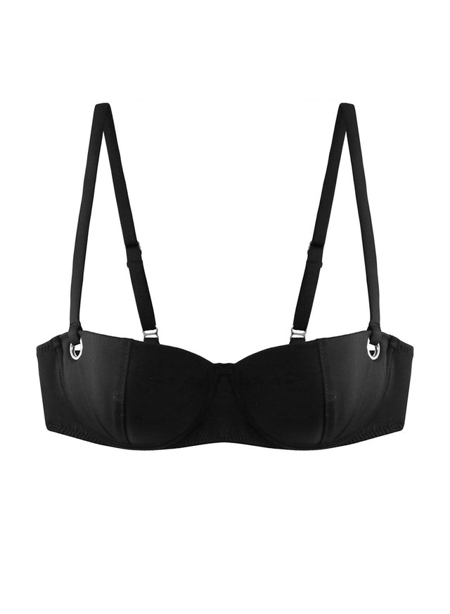 Black - Grommet Balconette Bikini Top | Fleur du Mal - DEMO