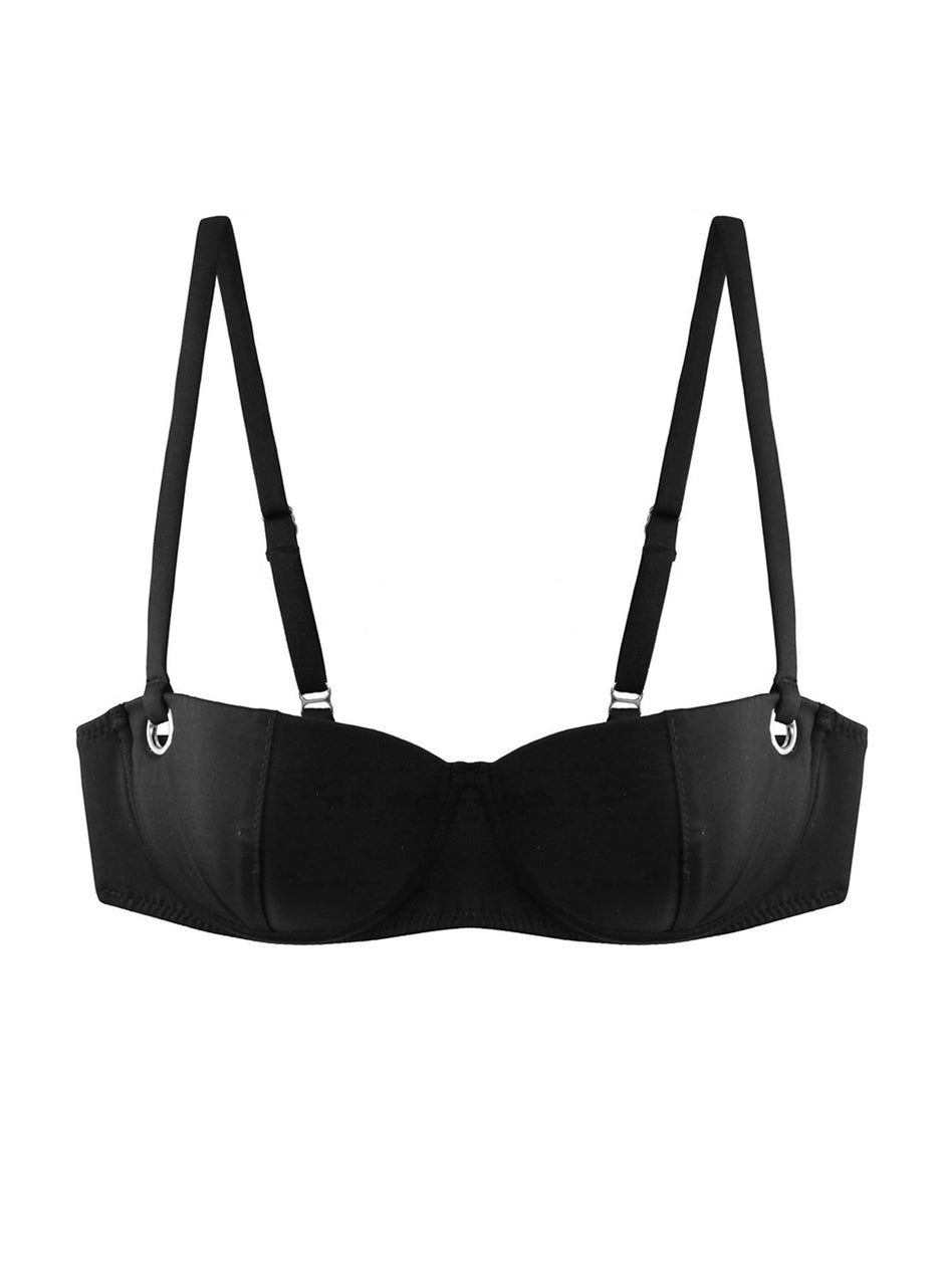 Black - Grommet Balconette Bikini Top | Fleur du Mal - DEMO