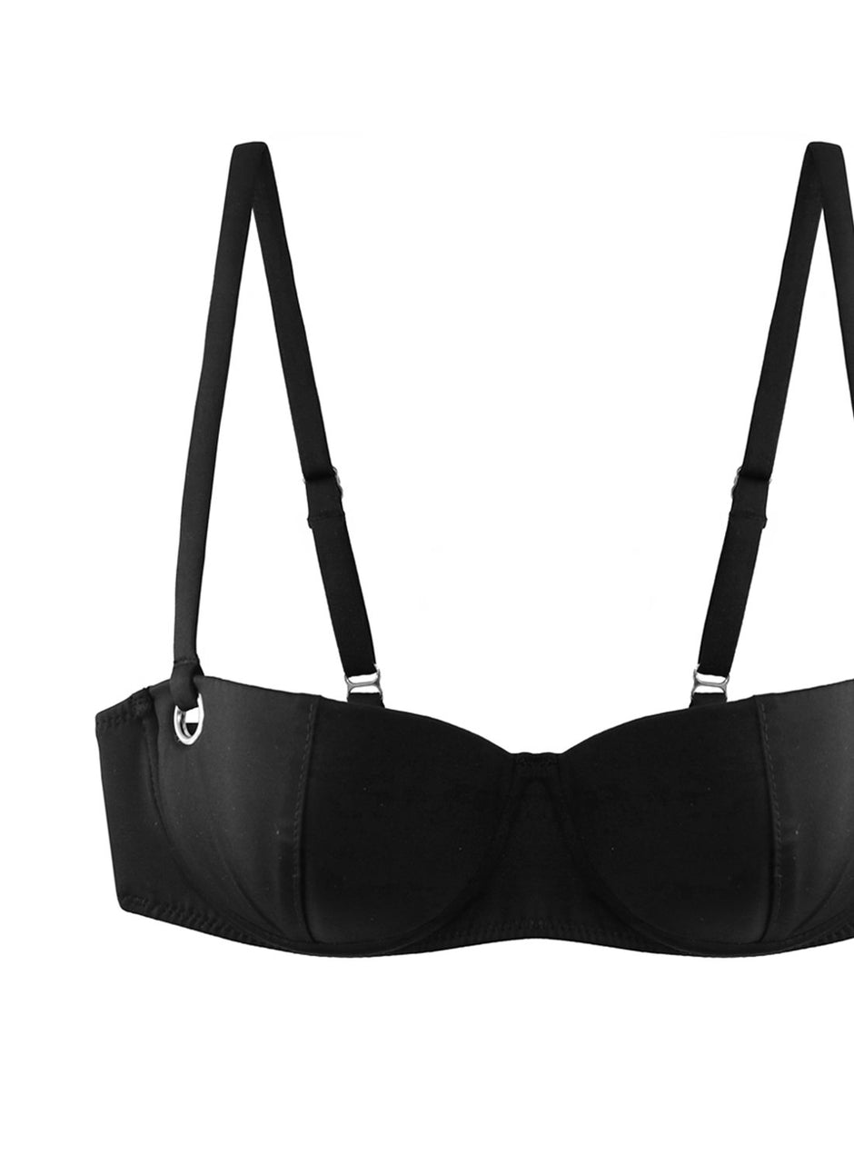 Black - Grommet Balconette Bikini Top | Fleur du Mal - DEMO