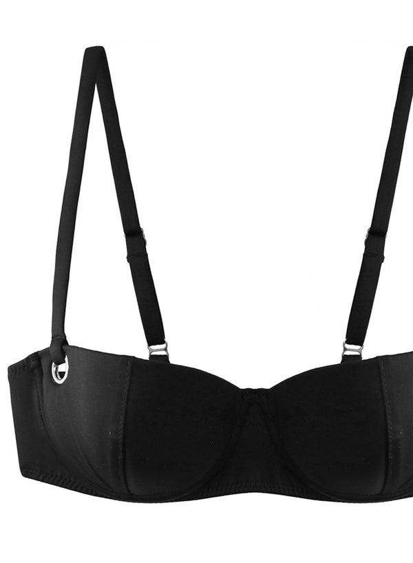 Black - Grommet Balconette Bikini Top | Fleur du Mal - DEMO