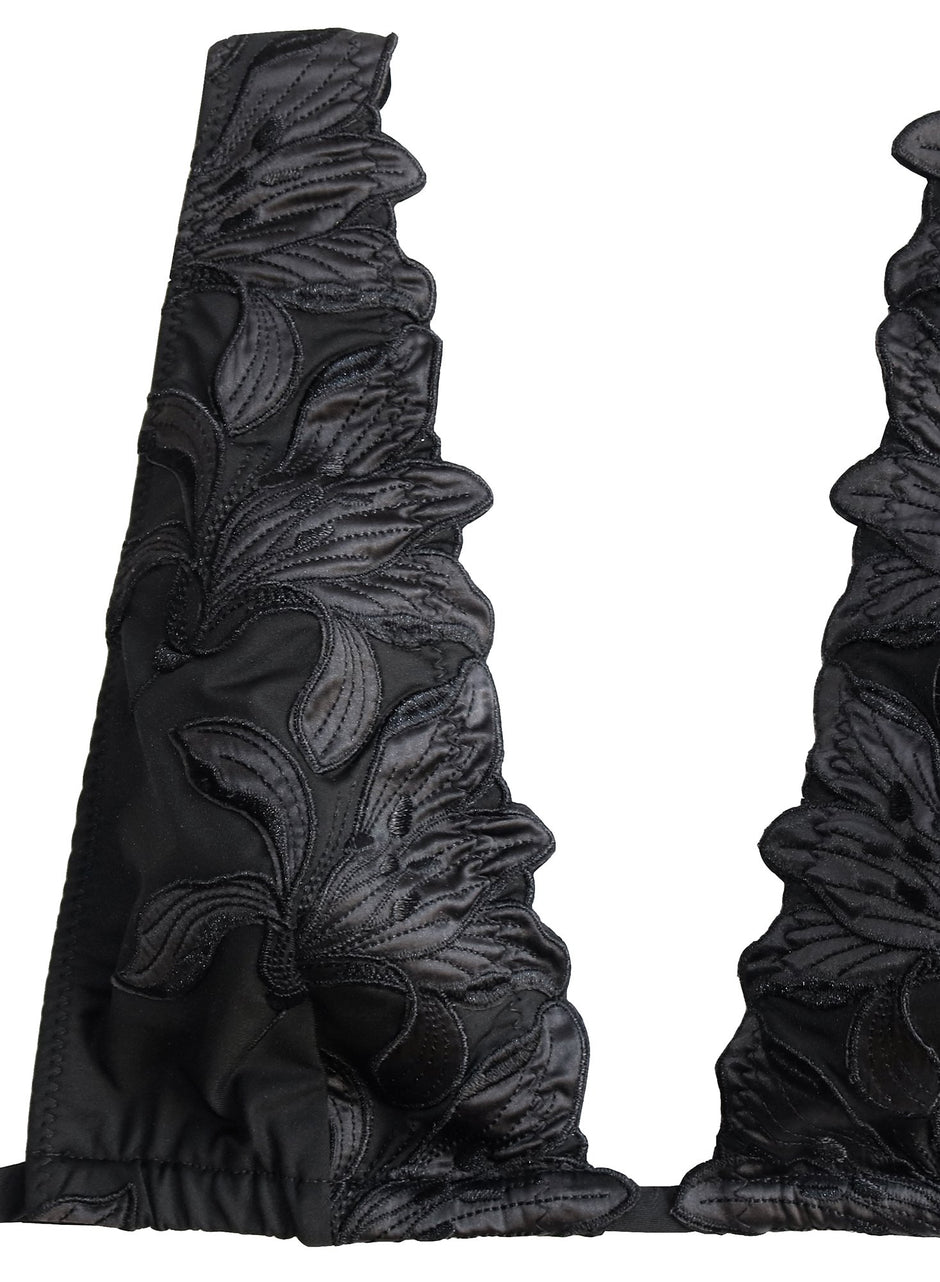 Black - Lily Triangle Bikini Top | Fleur du Mal - DEMO