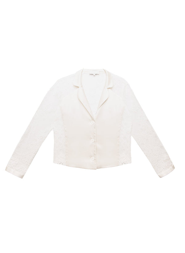 Creme - Cillis Lace Silk Combo PJ Top | Fleur du Mal - DEMO