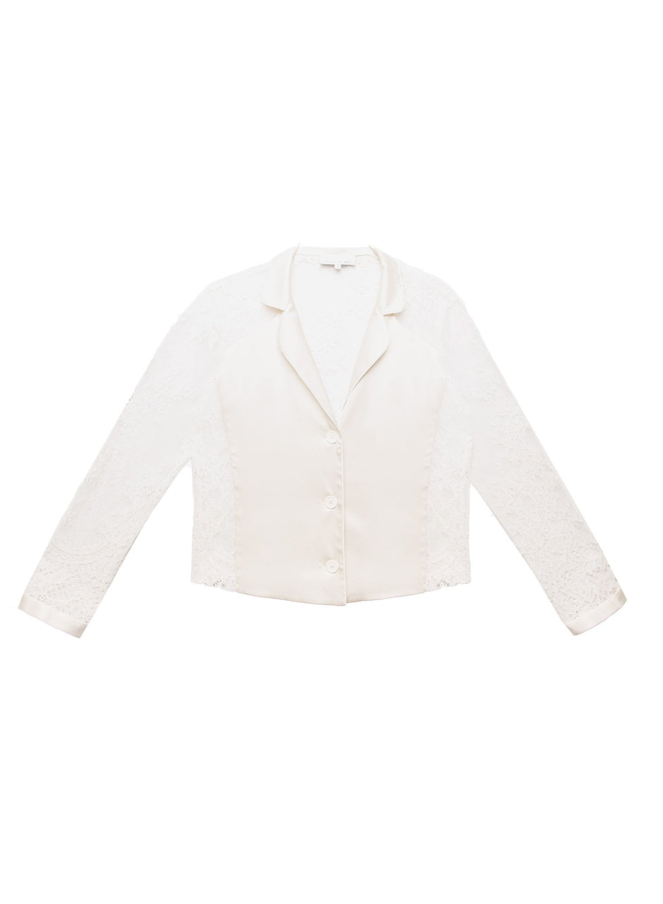 Creme - Cillis Lace Silk Combo PJ Top | Fleur du Mal - DEMO
