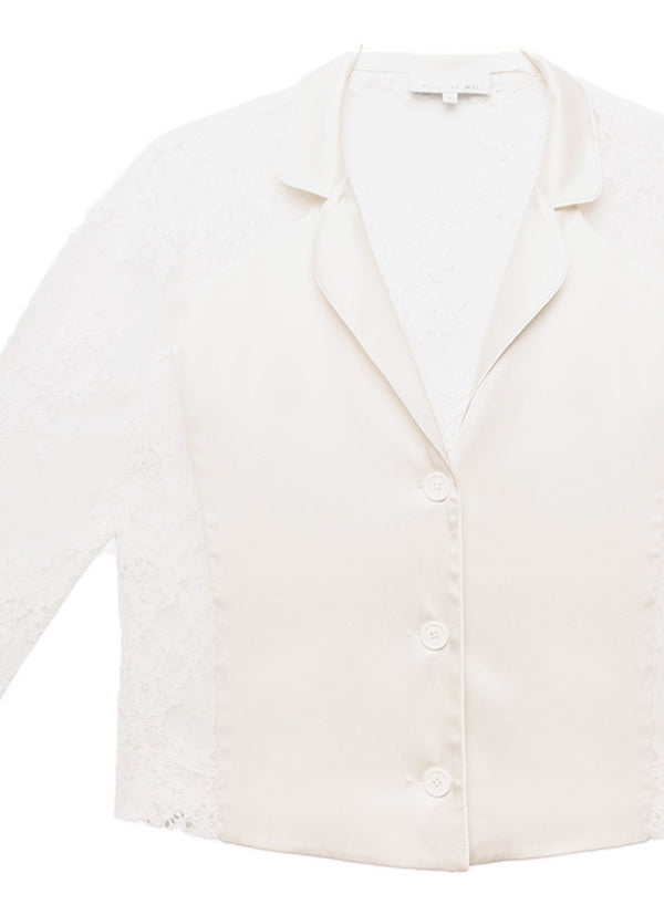Creme - Cillis Lace Silk Combo PJ Top | Fleur du Mal - DEMO