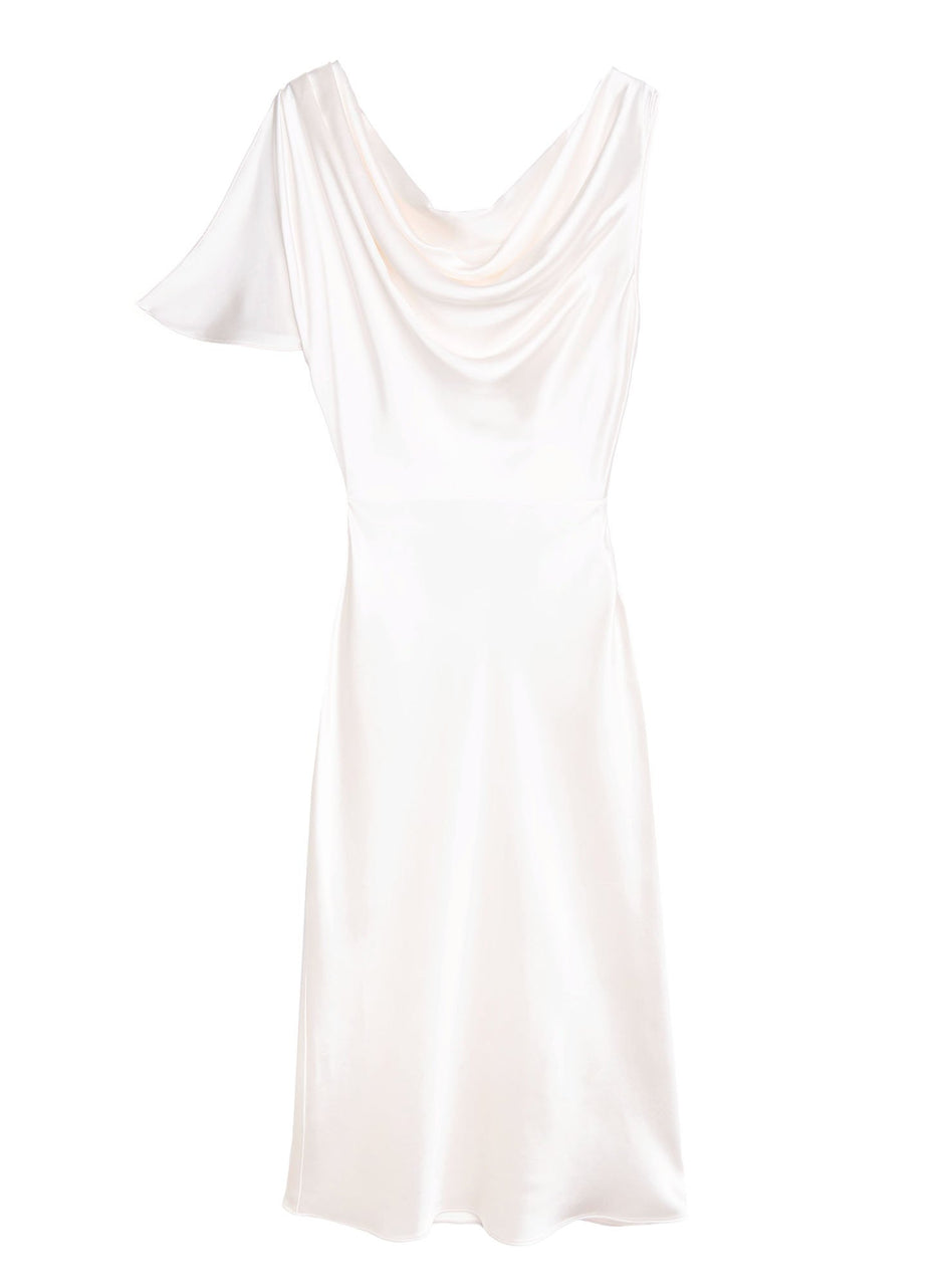 Creme - Asymmetrical Cowl Dress | Fleur du Mal - DEMO