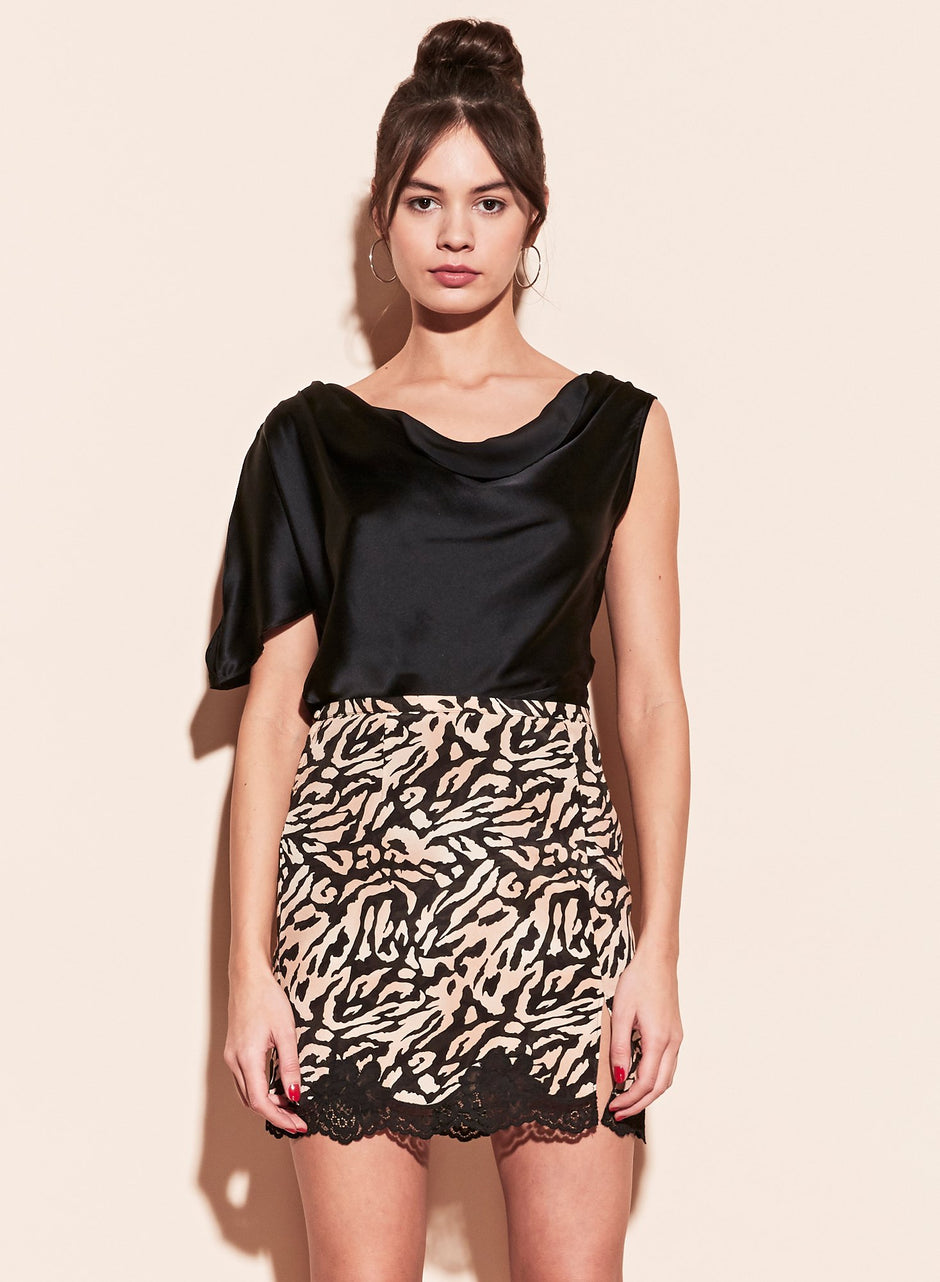 Black - Asymmetrical Cowl Top | Fleur du Mal - DEMO