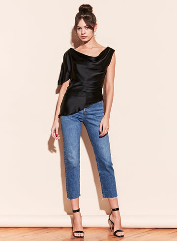Black - Asymmetrical Cowl Top | Fleur du Mal - DEMO
