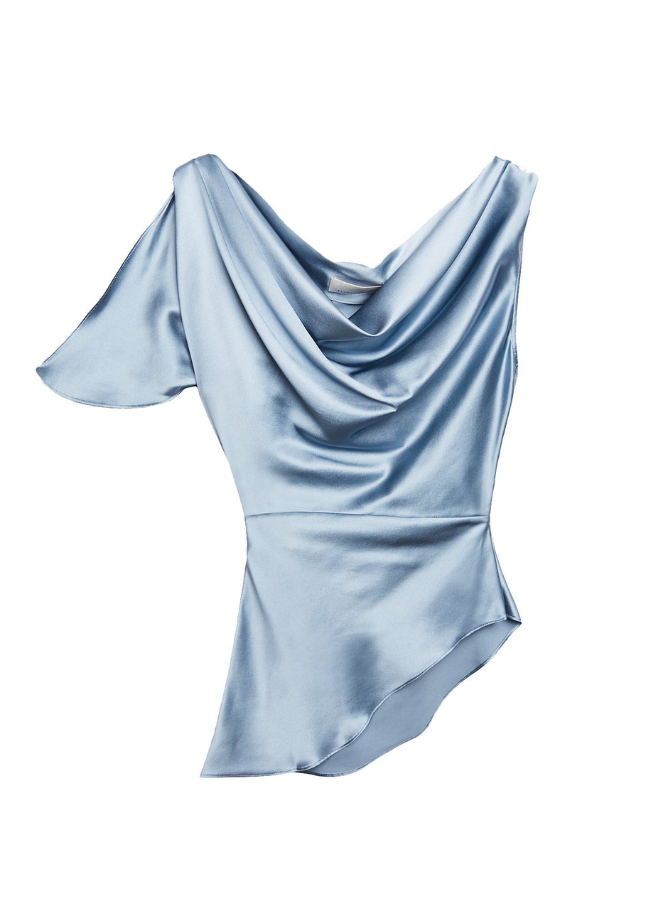 Steel blue - Asymmetrical Cowl Top | Fleur du Mal - DEMO