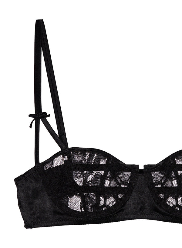 Black - Magnolia Lace Balconette Bra | Fleur du Mal - DEMO