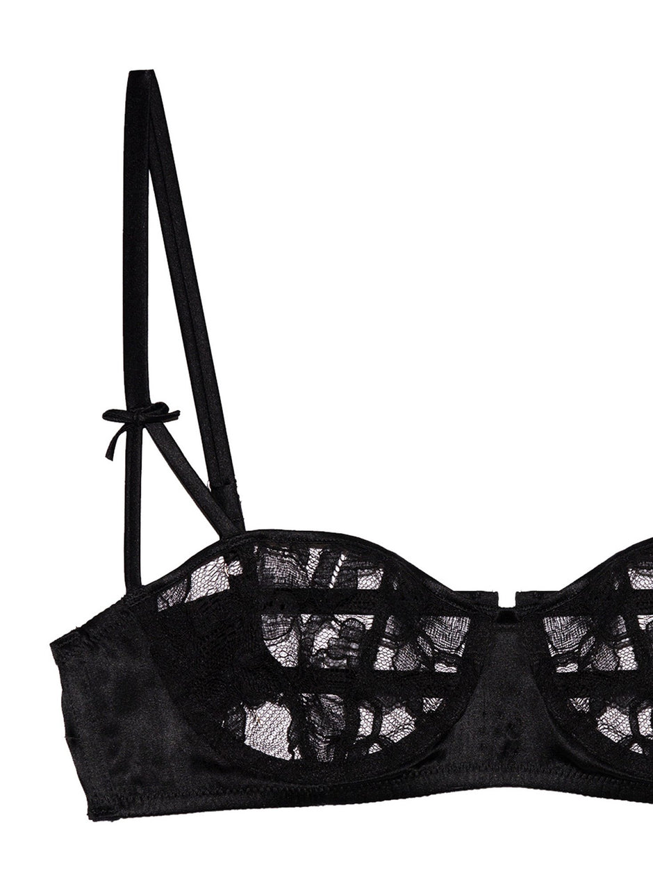 Black - Magnolia Lace Balconette Bra | Fleur du Mal - DEMO