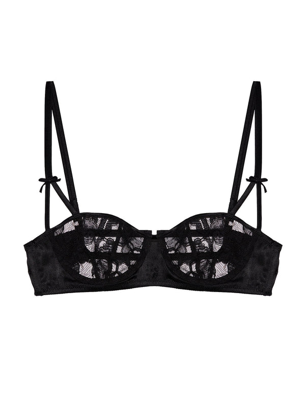 Black - Magnolia Lace Balconette Bra | Fleur du Mal - DEMO