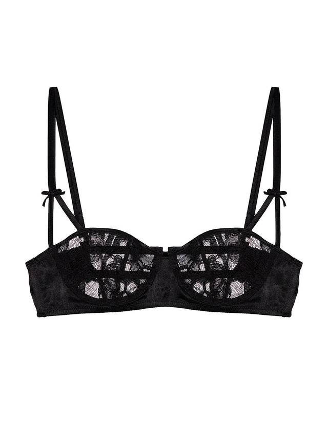 Black - Magnolia Lace Balconette Bra | Fleur du Mal - DEMO