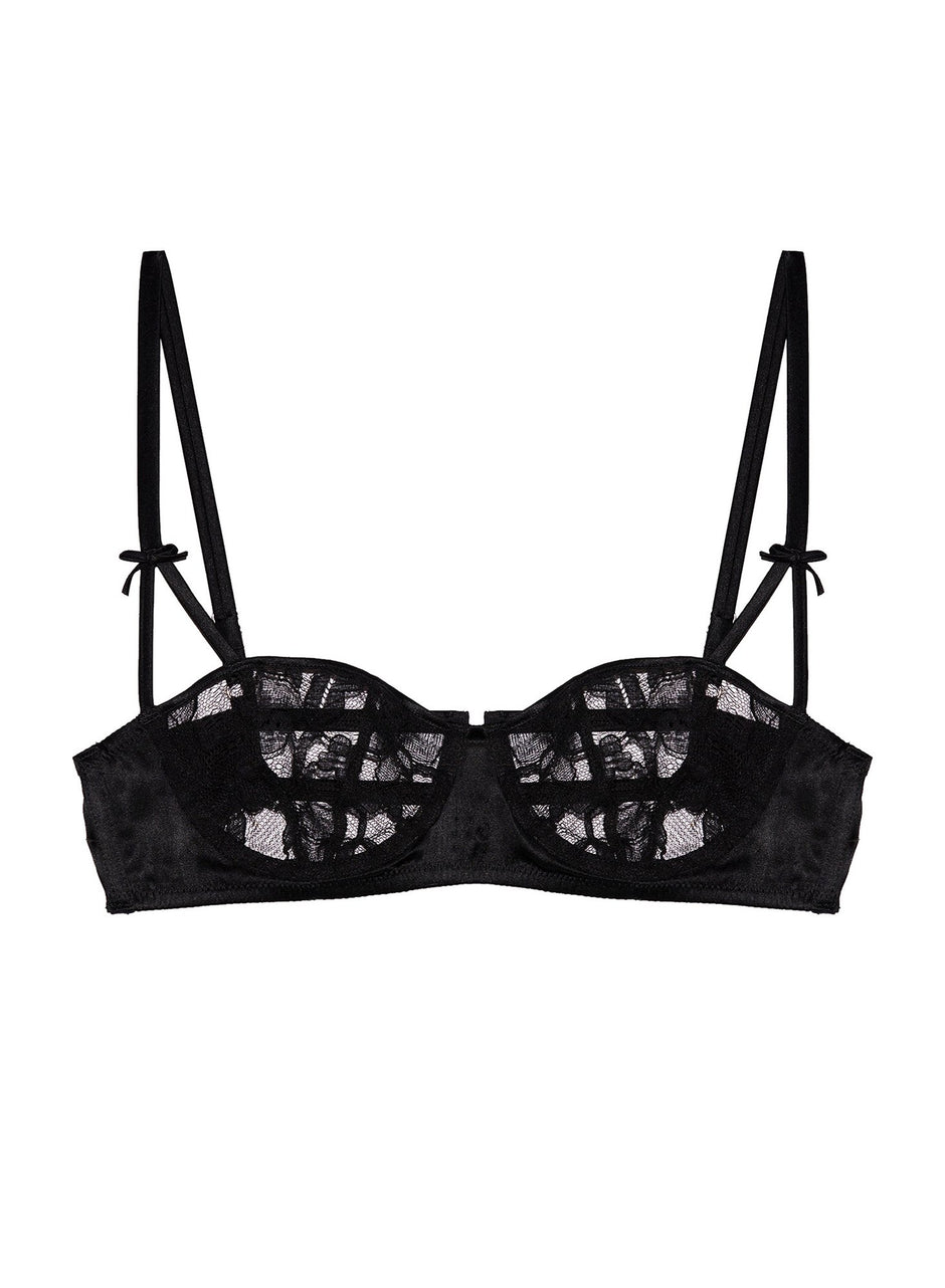 Black - Magnolia Lace Balconette Bra | Fleur du Mal - DEMO