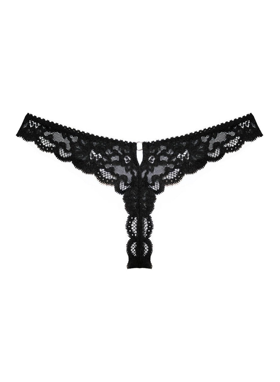 Black - Charlotte Lace Seamless Thong | Fleur du Mal - DEMO