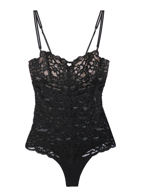 Black - Charlotte Balconette Bodysuit | Fleur du Mal - DEMO